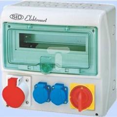 Rozdzielnica RSS-03 z rozłącznikiem 0-1 63A okienko 12 mod okablowana 1x32A 3P+N+Z 400V, 2x16A 2P+Z 250V IP44 942036