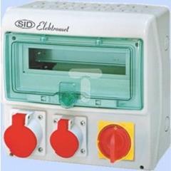 Rozdzielnica RSS-03 z rozłącznikiem 0-1 63A okienko 12 mod okablowana 1x32A 3P+N+Z 400V, 1x16A 3P+N+Z 400V IP44 942037