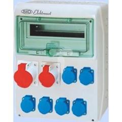 Rozdzielnica RSS-04 okienko 12 modułów okablowana 1x32A 3P+N+Z 400V, 1x16A 3P+N+Z 400V, 6x16A 2P+Z 250V IP44 942043