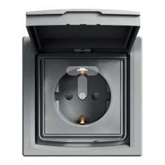 ASFORA Gniazdo SCHUKO IP44 z ramką (1-krotne) stal EPH3100362