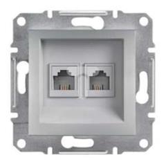 ASFORA Gniazdo telefoniczne podwójne bez ramki aluminium EPH4200161