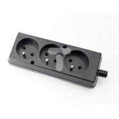 Gniazdo przenośne trzykrotne 16A 2P+Z 250V czarne GN-370