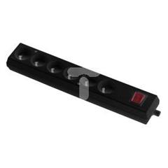 Gniazdo przenośne sześciokrotne 16A 2P+Z 250V z wyłącznikiem czarne GN-670WS