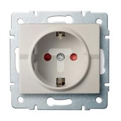LOGI Gniazdo pojedyncze Schuko Ochrona styków śrubowy Kremowy 16A 250V 021240103 25148