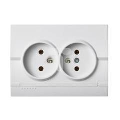 LOGI Gniazdo podwójne francuskie kompletne śrubowy Biały 16A 250V 021261102 25094