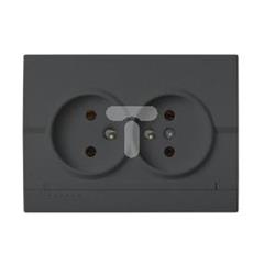 LOGI Gniazdo podwójne francuskie kompletne śrubowy Grafit 16A 250V 021261141 25271