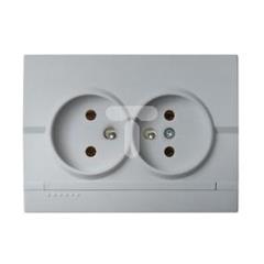 LOGI Gniazdo podwójne francuskie kompletne śrubowy Srebrny 16A 250V 021261143 25212
