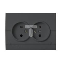 LOGI Gniazdo podwójne francuskie kompletne ochrona styków śrubowy Grafit 16A 250V 021260141 25270