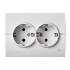 LOGI Gniazdo podwójne Schuko kompletne śrubowy Biały 16A 250V 021270102 25095