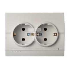 LOGI Gniazdo podwójne Schuko kompletne śrubowy Kremowy 16A 250V 021270103 25154