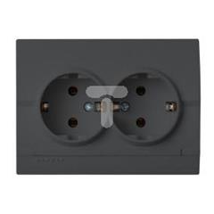 LOGI Gniazdo podwójne Schuko kompletne śrubowy Grafit 16A 250V 021270141 25272