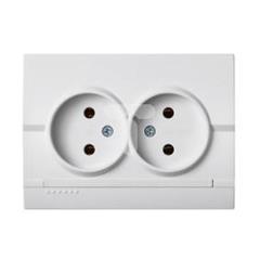 LOGI Gniazdo podwójne bez uziemienia kompletne śrubowy Biały 16A 250V 021280102 25096