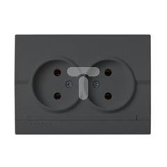 LOGI Gniazdo podwójne bez uziemienia kompletne śrubowy Grafit 16A 250V 021280141 25273