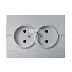 LOGI Gniazdo podwójne bez uziemienia kompletne śrubowy Srebrny 16A 250V 021280143 25214