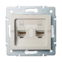 LOGI Gniazdo komputerowe podwójne niezależne (2x RJ45Cat 5e Jack) Kremowy 021410003 25169