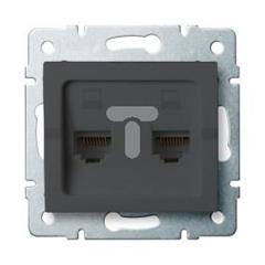 LOGI Gniazdo komputerowe podwójne niezależne (2x RJ45Cat 6 Jack) Grafit 021420041 25288
