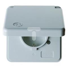 Gniazdo SCHUKO z pokrywą komplet szary podtynkowe IP44 4211