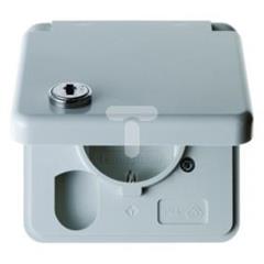 Gniazdo SCHUKO z pokrywą i zamkiem komplet szary podtynkowe IP44 4212
