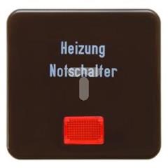 Klawisz z czerwoną soczewką i nadrukiem Heizung Notschalter brązowy podtynkowe IP44 156801