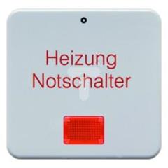 Klawisz z czerwoną soczewką i nadrukiem Heizung Notschalter śnieżnobiały podtynkowe IP44 156909