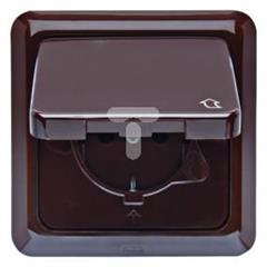 Gniazdo SCHUKO z pokrywą i ramką  brązowy  podtynkowe IP44     471801