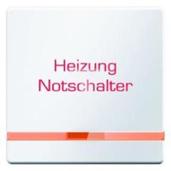 Klawisz z pomarańczową soczewką i nadrukiem Heizung Notschalter śnieżnobiały aksamit Q.1 16216069