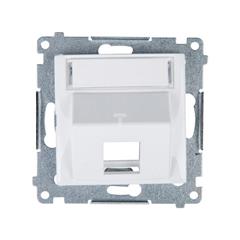 Simon 54 Pokrywa gniazda teleinformatycznego pojedynczego RJ Keystone skośna z polem opisowym biała DKP1S.01/11 WMDK-P1x2xx-011