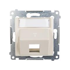 Simon 54 Pokrywa gniazda teleinformatycznego pojedynczego RJ Keystone skośna z polem opisowym kremowa DKP1S.01/41 WMDK-P1x2xx-041