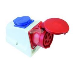 Gniazdo stałe KOMBI 32A 5P 400V + 2P+Z 230V /z okablowaniem/ IP44 9225-6f.