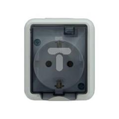HYDRO Gniazdo hermetyczne pojedyncze z/u Schuko IP44 z klapką dymną białe 121441
