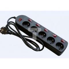 Przedłużacz z wyłącznikami ECONOMIC 5-gniazd z/u 1,5m /H05VV-F 3x1/ czarny EPS-501,5W6-2