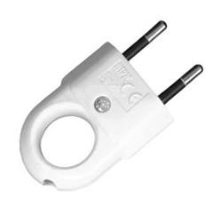 Wtyczka płaska z uchwytem b/u Euro 2,5A 250V biała WTP2C