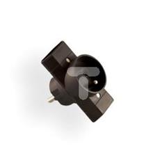 Rozgałęźnik wtyczkowy 1-gniazdo z/u + 2-gniazda b/u EURO czarny R-21-2