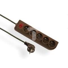 Przedłużacz z wyłącznikiem CLASSIC 5-gniazd z/u 3m /OMY 3x1/ brązowy PSN-503W-3