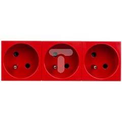 MOSAIC Gniazdo 3x2P+Z czerwone 077173