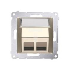 Simon 54 Pokrywa gniazd teleinformatycznych na Keystone skośna podwójna z polem opisowym (moduł). złoty mat DKP2S.01/44
