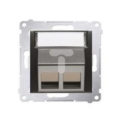 Simon 54 Pokrywa gniazd teleinformatycznych na Keystone skośna podwójna z polem opisowym (moduł). antracyt DKP2S.01/48