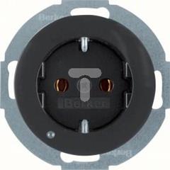 R.classic Gniazdo SCHUKO z podświetleniem LED czarny połysk 41092045