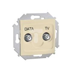 Simon 15 Gniazdo antenowe DATA-TV. Dwa porty wyjściowe typu F. Tłumienie: DATA -4 dB TV-5 dB. 5–1000 MHz beż 1591049-031