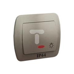 Simon Akord Przycisk światło bryzgoszczelny IP44 z podświetleniem 10AX 250V satynowy AS1BL/29