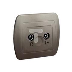 Simon Akord Gniazdo antenowe R-TV przelotowe tłum. 23 dB satynowy AA23/29