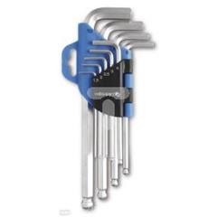 Klucze sześciokątne z owalnym zakończeniem CrV 9 elementów HT1W804