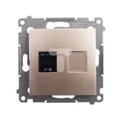 Simon 54 Gniazdo komputerowe pojedyncze RJ45 kat.6 z przesłoną złoty mat D61.01/44 WMDK-0610xx-044