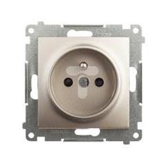 Simon 54 Gniazdo pojedyncze z/u 16A z przesłoną torów złoty mat DGZ1Z.01/44 WMDW-00111x-044