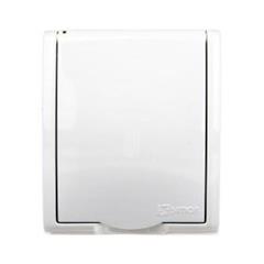 Simon Aquarius Gniazdo hermetyczne pojedyncze z/u 16A IP54 z przesłoną torów i klapką pełną białe AQGZ1z/11 WMQW-30111x-1011