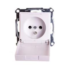 Merten System M Gniazdo pojedyncze z/u 16A IP20 z ochroną styków i klapką białe MTN2610-0325