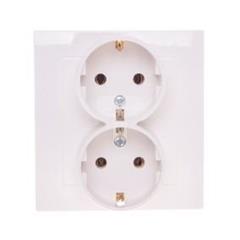 AS Gniazdo podwójne z/u 16A schuko ecru GP-2GS/27