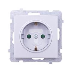 SONATA Gniazdo pojedyncze srebro mat schuko 16A IP20 z przesłonami GP-1RSP/m/38