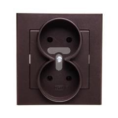 SONATA Gniazdo podwójne z ramką czekoladowy metalik b/u 16A IP20 GP-2R/40