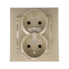 SONATA Gniazdo podwójne z ramką szampański złoty z/u 16A IP20 z funkcją niezamienności faz GP-2RC/39